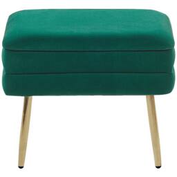 Wyld and Coco Dark Green Velvet Storage Bench - Gold Iron Legs - thumbnail 5