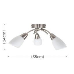 ValueLights Barine 3 Way Brushed Chrome Ceiling Bar Light in Metallic Silver - thumbnail 5