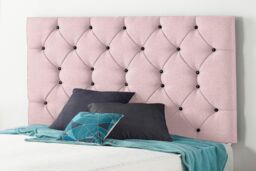 Somnior Premier Divan Bed Base with Headboard Plush Velvet in Pink - Size: Small Single - thumbnail 2