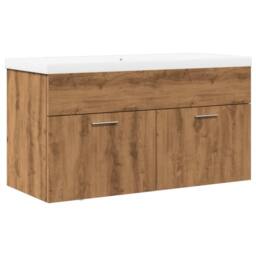 Berkfield Home Stylish Bathroom Sink Cabinet with Built-in Basin Artisan Oak in Brown - thumbnail 3