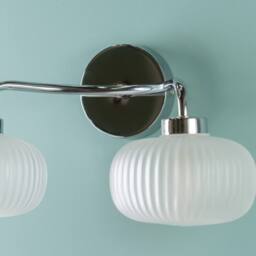 ValueLights Amaia Chrome 2 Way Frosted Glass IP44 Wall Light with Bulbs in Metallic Silver - thumbnail 4