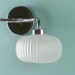ValueLights Amaia Chrome 2 Way Frosted Glass IP44 Wall Light with Bulbs in Metallic Silver - thumbnail 3