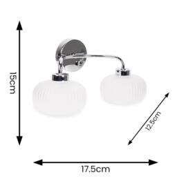ValueLights Amaia Chrome 2 Way Frosted Glass IP44 Wall Light with Bulbs in Metallic Silver - thumbnail 6