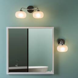 ValueLights Amaia Chrome 2 Way Frosted Glass IP44 Wall Light with Bulbs in Metallic Silver - thumbnail 7