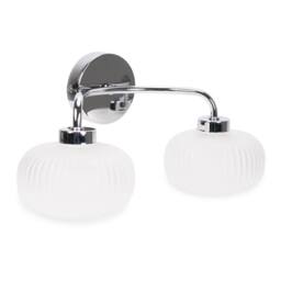 ValueLights Amaia Chrome 2 Way Frosted Glass IP44 Wall Light with Bulbs in Metallic Silver - thumbnail 5