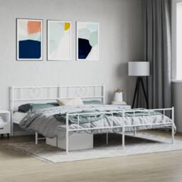 Berkfield Home Metal Bed Frame with Headboard & Footboard White 180x200 cm Super King - thumbnail 1