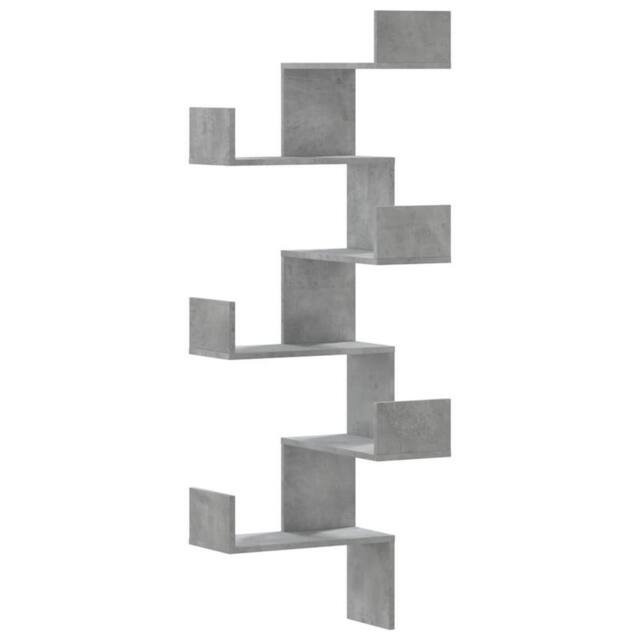 Berkfield Home Wall Corner Shelf Concrete Grey 45x45x147 cm Engineered Wood - Size: 45 x 45 x 147 cm - image 1