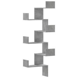 Berkfield Home Wall Corner Shelf Concrete Grey 45x45x147 cm Engineered Wood - Size: 45 x 45 x 147 cm - thumbnail 1