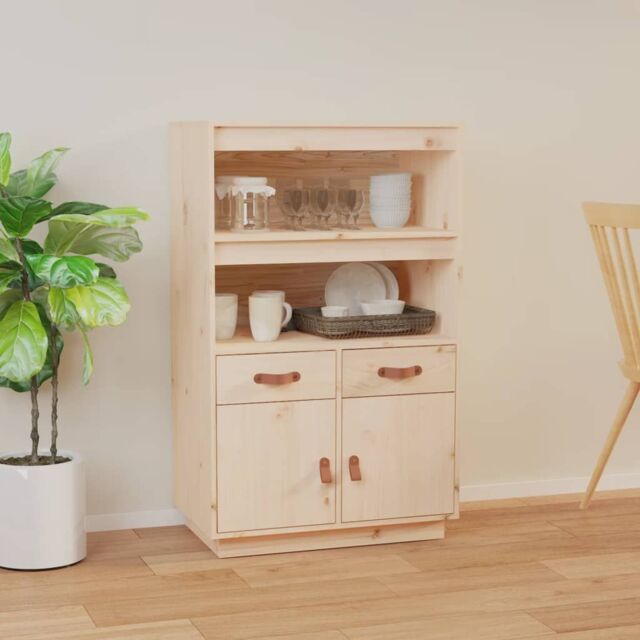 Berkfield Home Highboard 67x40x108.5 cm Solid Wood Pine in Brown - image 1