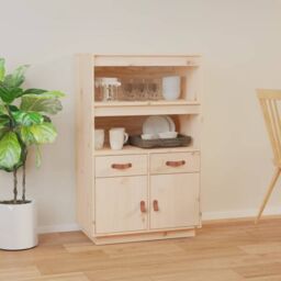 Berkfield Home Highboard 67x40x108.5 cm Solid Wood Pine in Brown - thumbnail 1