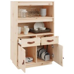Berkfield Home Highboard 67x40x108.5 cm Solid Wood Pine in Brown - thumbnail 5