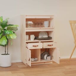 Berkfield Home Highboard 67x40x108.5 cm Solid Wood Pine in Brown - thumbnail 3