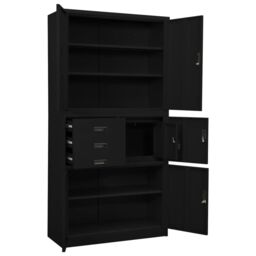 Berkfield Home Office Cabinet Black 90x40x180 cm Steel - Size: 90 x 40 x 180 cm - thumbnail 5