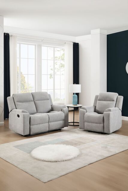 More4Homes Orka 1+2 Seater Fabric Manual Recliner Sofa Set in Grey - image 1