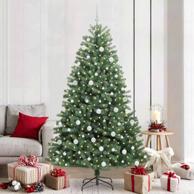 Berkfield Home Artificial Hinged Christmas Tree Green 210 cm PVC & Metal - image 1