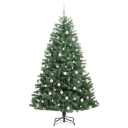 Berkfield Home Artificial Hinged Christmas Tree Green 210 cm PVC & Metal - thumbnail 4