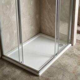 Balterley Premium Slip Resistant Rectangular Shower Tray in White Stone Resin - thumbnail 6
