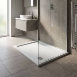 Balterley Premium Slip Resistant Rectangular Shower Tray in White Stone Resin - thumbnail 4