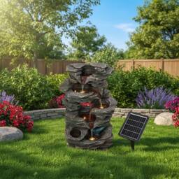 Living and Home Solar Water Feature for Gardening and Outdoor Décor in Brown - thumbnail 3