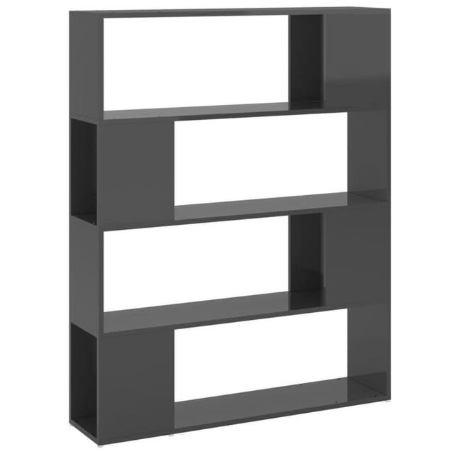 Berkfield Home Book Cabinet Room Divider High Gloss Grey 100x24x124 cm - Size: 100 x 24 x 124 cm - image 1