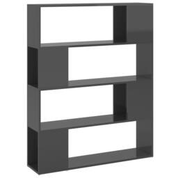 Berkfield Home Book Cabinet Room Divider High Gloss Grey 100x24x124 cm - Size: 100 x 24 x 124 cm - thumbnail 1