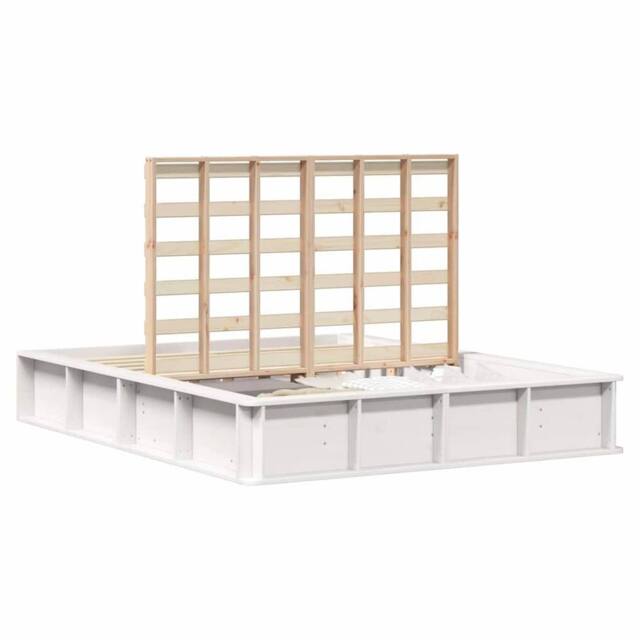 Berkfield Home White Bed Frame with Lift-Up Storage in White, 160 x 200 cm, Soli - Size: 160 x 200 cm - image 1