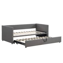 Merax 3ft Single Grey Linen Upholstered Daybed with Lift-Up Trundle Bed - thumbnail 7