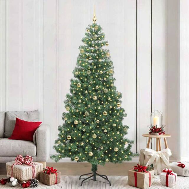 Berkfield Home Christmas Tree with 300 LEDs with Stand Green 240 cm PVC - image 1
