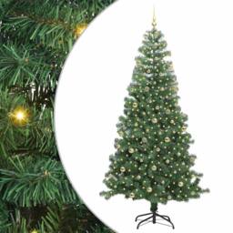 Berkfield Home Christmas Tree with 300 LEDs with Stand Green 240 cm PVC - thumbnail 2