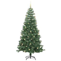 Berkfield Home Christmas Tree with 300 LEDs with Stand Green 240 cm PVC - thumbnail 4