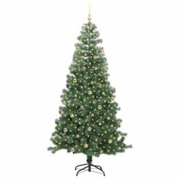 Berkfield Home Christmas Tree with 300 LEDs with Stand Green 240 cm PVC - thumbnail 3