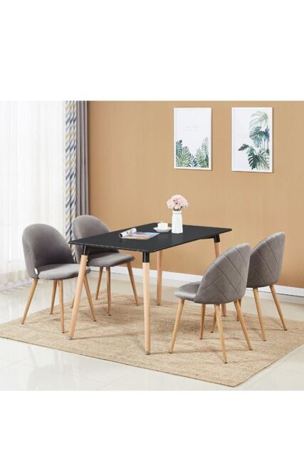 Life Interiors 'Lucia Halo' Dining Set with a Table & Chairs Set of 4 in Grey - image 1