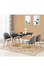 Life Interiors 'Lucia Halo' Dining Set with a Table & Chairs Set of 4 in Grey - thumbnail 1