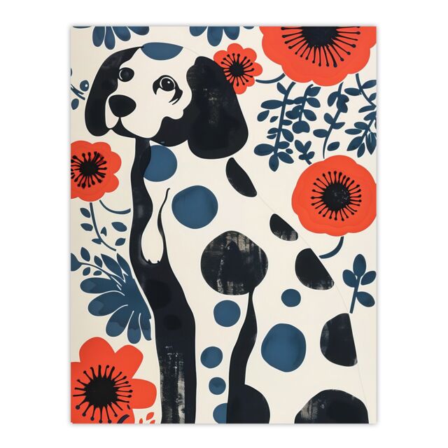 "Artery8 Dog Lover Dalmatian Abstract Floral Portrait Wall Art Print - Size: W24"" x H32""" - image 1