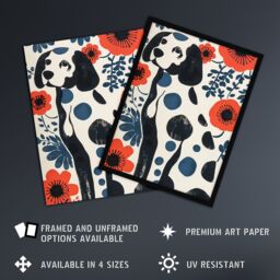 "Artery8 Dog Lover Dalmatian Abstract Floral Portrait Wall Art Print - Size: W24"" x H32""" - thumbnail 2