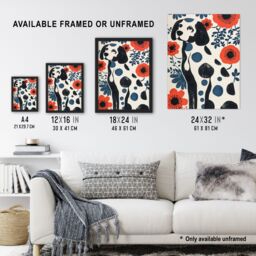 "Artery8 Dog Lover Dalmatian Abstract Floral Portrait Wall Art Print - Size: W24"" x H32""" - thumbnail 3