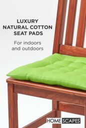 Homescapes 4 Pack Seat Pads Luxury 100% Cotton Indoor Outdoor Garden Cushion, 40cm in Lime - Size: 40 cm x 40 cm - thumbnail 2