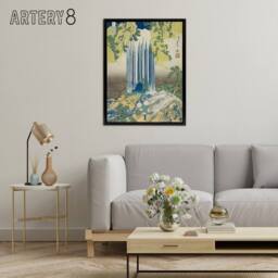 "Artery8 Yoro Waterfall In Mino Province Framed Canvas Wall Art Print Hokusai in Green - Size: W12"" x H16""" - thumbnail 3