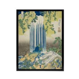 "Artery8 Yoro Waterfall In Mino Province Framed Canvas Wall Art Print Hokusai in Green - Size: W12"" x H16""" - thumbnail 1