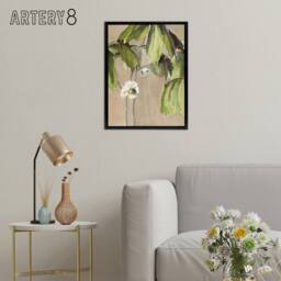 "Artery8 May Apple Flower Watercolour Framed Canvas Wall Art Print Overbeck in Beige - Size: W12"" x H16""" - thumbnail 3