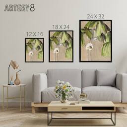 "Artery8 May Apple Flower Watercolour Framed Canvas Wall Art Print Overbeck in Beige - Size: W12"" x H16""" - thumbnail 4