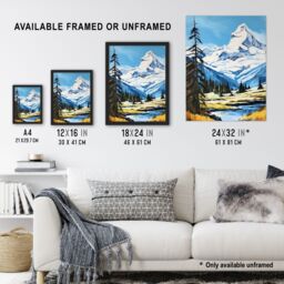 Artery8 Swiss Alps Oil Painting Switzerland Snow Capped Peaks & River In Idyllic Alpine Meadow Extra Large XL Unframed Wall Art Poster Print - thumbnail 3