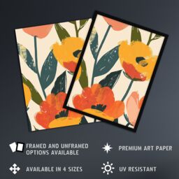 "Artery8 Wall Art Print Simple Spring Flower Blooms Bright Painting Poster in Yellow - Size: W18"" x H24""" - thumbnail 2