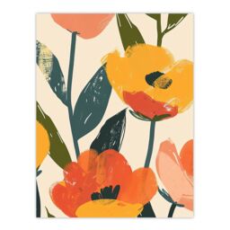 "Artery8 Wall Art Print Simple Spring Flower Blooms Bright Painting Poster in Yellow - Size: W18"" x H24""" - thumbnail 1