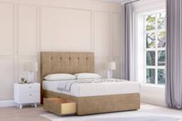 "Sloomy Highbury Naples Divan Base 4 Drawers - 26"" Headboard in Light Brown - Size: Double" - thumbnail 2