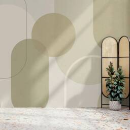 Superfresco Easy Arched Geo Muted Sage Print To Order 3m x 2.8m Mural in Green - thumbnail 1