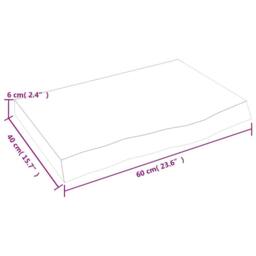 Berkfield Home Wall Shelf 60x40x(2-6) cm Untreated Solid Wood Oak in Natural - thumbnail 9