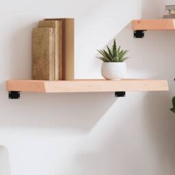 Berkfield Home Wall Shelf 60x40x(2-6) cm Untreated Solid Wood Oak in Natural - thumbnail 2