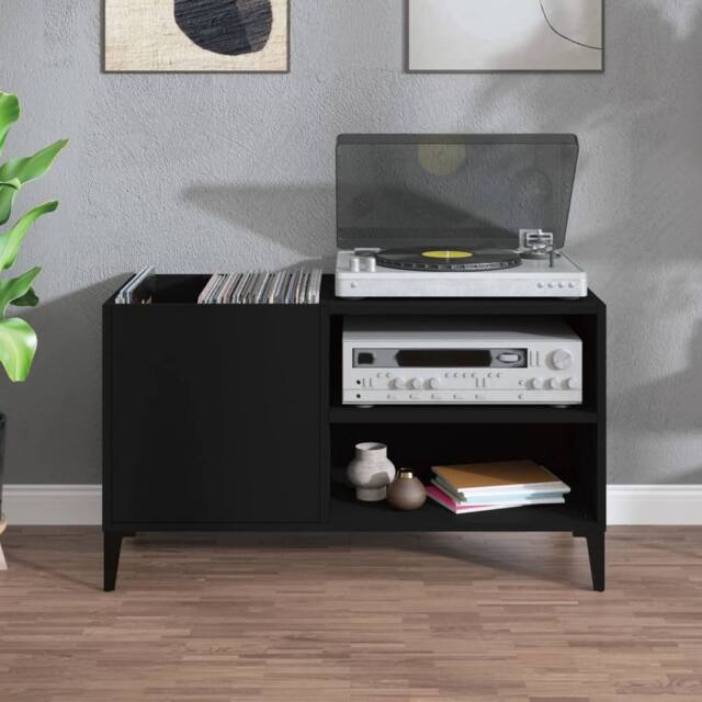 Berkfield Home Record Cabinet Black 84.5x38x48 cm Engineered Wood - image 1