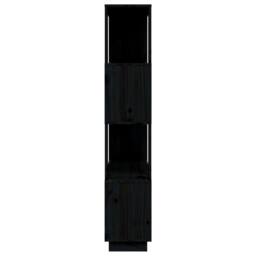 Berkfield Home Beautiful Book Cabinet/Room Divider Black 80x25x132 cm Solid Wood Pine - Size: 80 x 25 x 132 cm - thumbnail 6